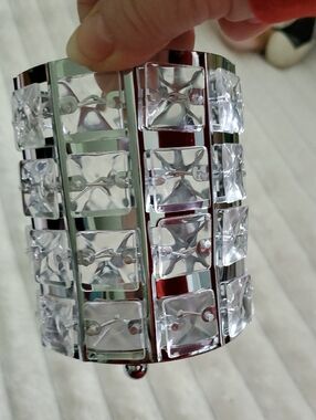 Crystal Accent Candle, Pencil Or Make-Up Brush Holder - Clear & Chrome